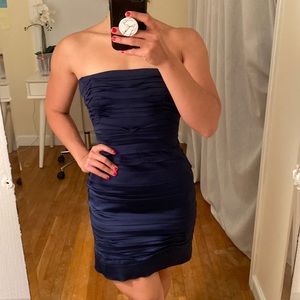 BCBG Maxazria Strapless Satin Mini Dress